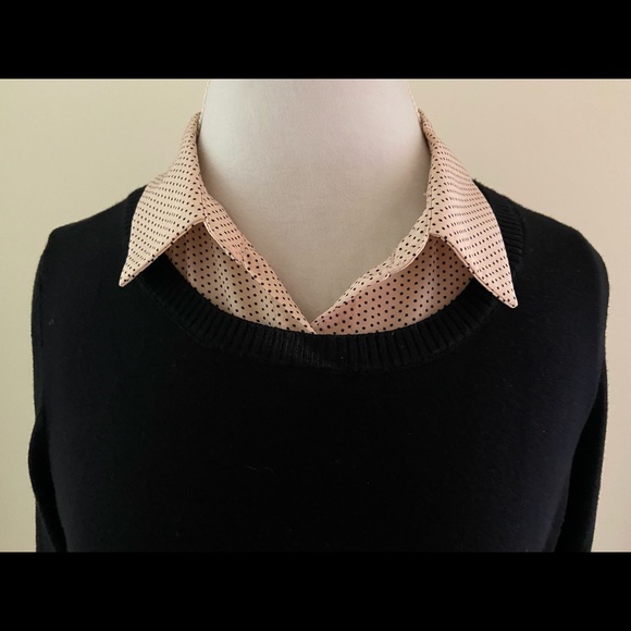 Pretty Black Sweater w/ Sewn in Polka Dot Collar - Picture 5 of 6